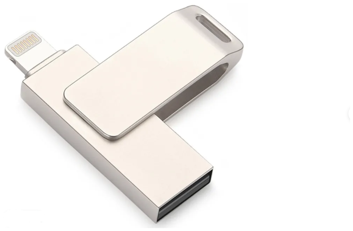 Флеш-накопитель для айфона Lider mobile USB 3.0 Flash Drive / 128ГБ/ 3-в-1 / Водонепроницаемый чип/ Cеребристый