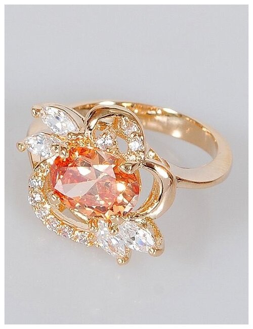 Кольцо помолвочное Lotus Jewelry, фианит, размер 16, золотой