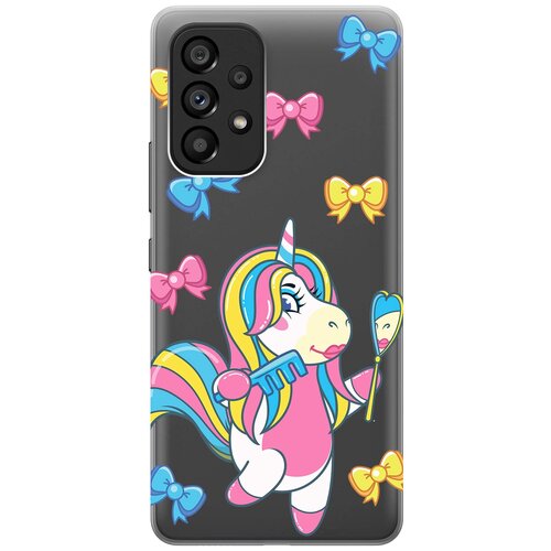 Силиконовый чехол с принтом Lady Unicorn для Samsung Galaxy A53 5G / Самсунг А53 5Г матовый чехол musical unicorn для samsung galaxy a53 5g самсунг а53 5г с 3d эффектом розовый