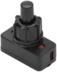 Выключатель кнопочный черный вкл-выкл 2 контакта 250В 3А прямоугольный duwi 26850 5