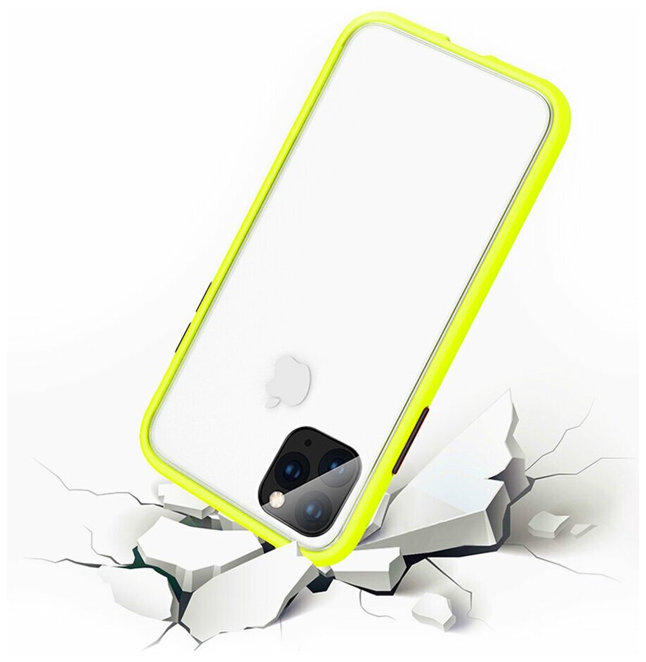 Yoho Чехол накладка бампер для iPhone 11 Pro Max, желтый-черный, противоударный, матовый