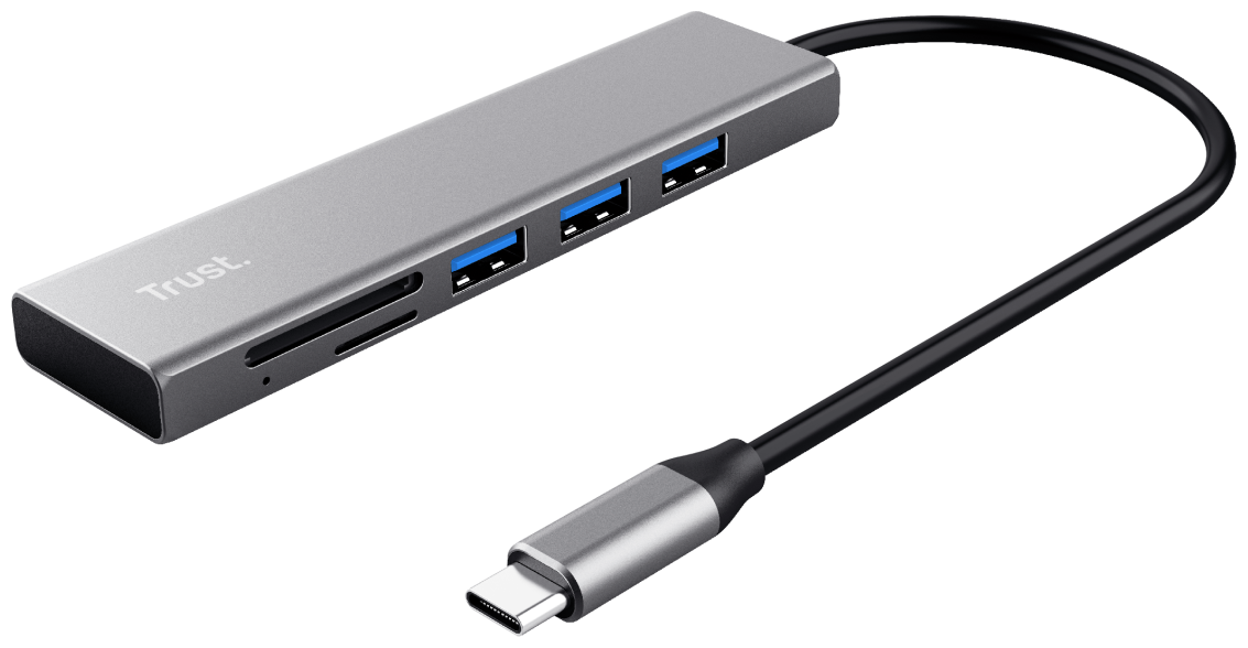 USB-хаб и картридер Trust 24191 Halyx Fast USB-C серебристый