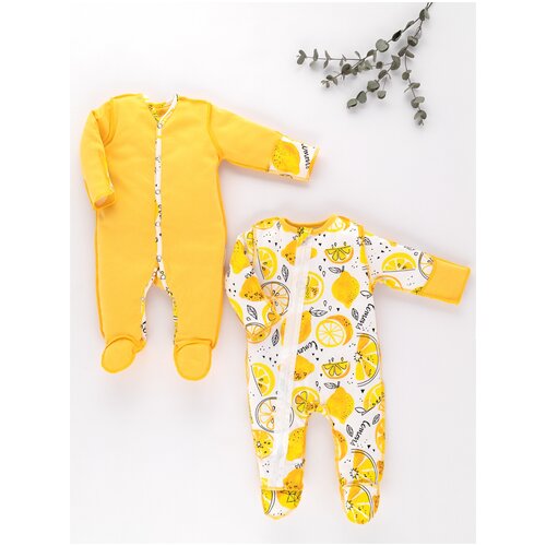 фото Комбинезон детский / комбинезон для новорождённых / набор комбинезонов снолики / лимончик / 2 штуки р-р 68