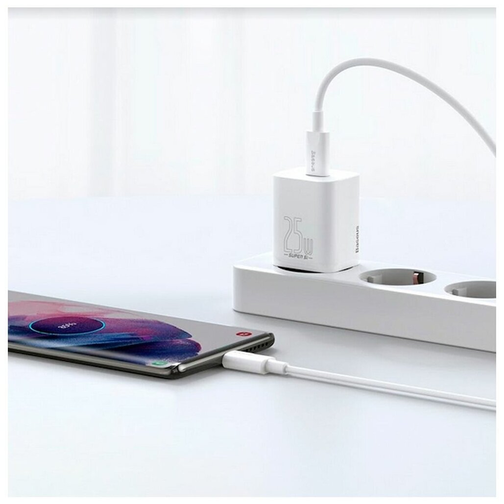 Зарядное устройство для телефона BASEUS Super Si USB-C + Кабель Type-C-Type-C 3A 25W черный