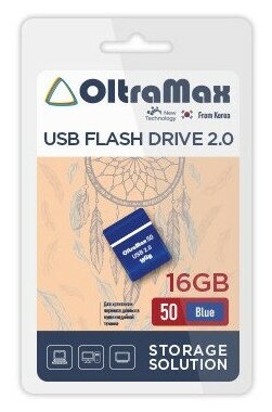 Флеш-накопитель 16Gb OltraMax Drive 50 Mini, USB 2.0, пластик, синий