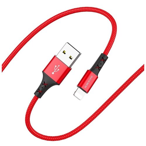 USB-кабель BOROFONE BX20 Enjoy AM-8pin (Lightning) 1 метр, 2A, нейлон, красный кабель usb микро usb borofone bx20 enjoy 1 0м цвет красный