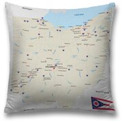 Наволочка декоративная на молнии, чехол на подушку JoyArty "Карта Штат Огайо" 45х45 см