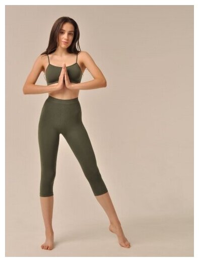 Легинсы  Mirey, прилегающий силуэт, повседневный стиль, карманы, стрейч, размер 44-46/S-M, зеленый