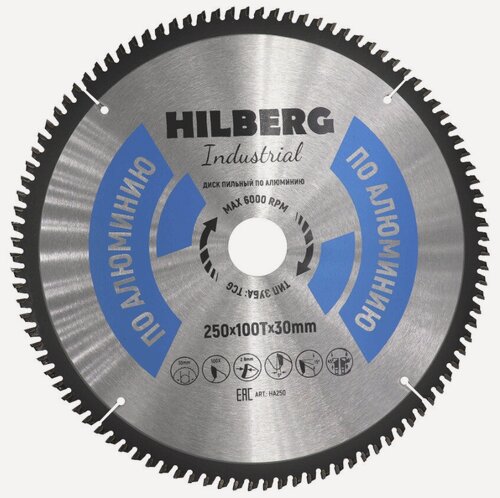 Изображение товара Диск пильный 250*30мм 100Т по алюминию HILBERG HA250
