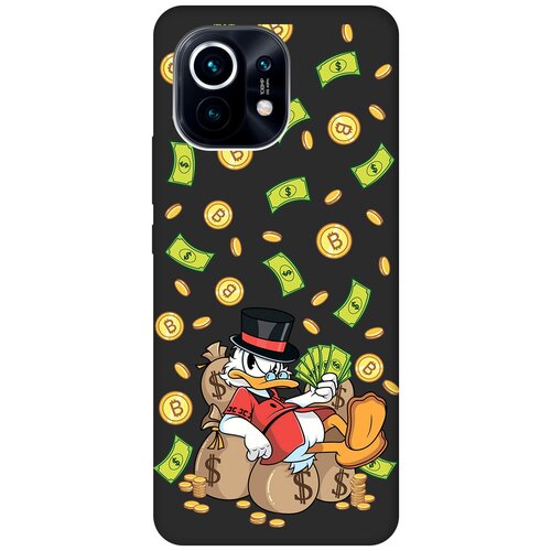 Матовый чехол Rich Scrooge для Xiaomi Mi 11 / Сяоми Ми 11 с 3D эффектом черный матовый чехол rich scrooge для xiaomi mi 6 сяоми ми 6 с 3d эффектом черный