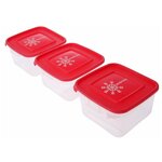 Набор квадратных контейнеров для замораживания продуктов «Морозко», 1 л, цвет микс - изображение