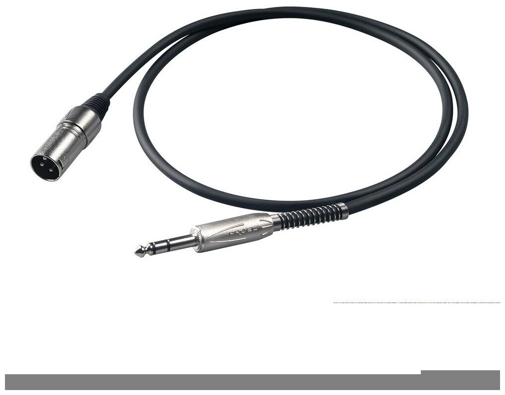 Инструментальный кабель XLR(M)-6.3 Stereo(M) 1м Proel BULK230LU1