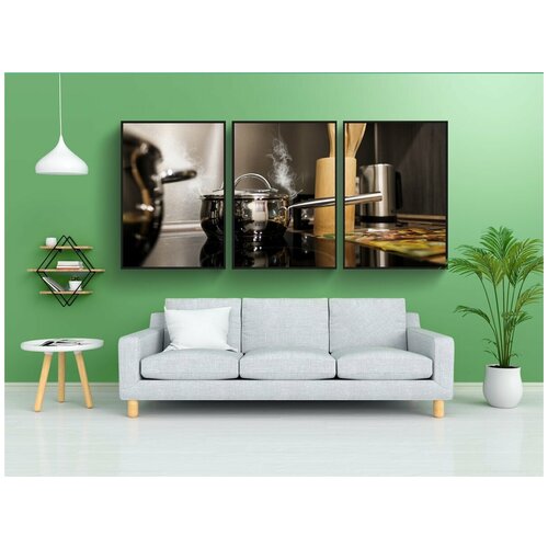 фото Набор модулных постеров для интерьера "кухня, готовить, горшок" 60x90 см. в тубусе, без рамки lotsprints