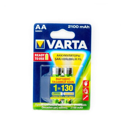 Аккумуляторы Varta Ready to use АА Ni-MH 2100 мАч, 2 шт. аккумулятор ni mh 1000 ма·ч 1 2 в varta recharge accu power 1000 aaa в упаковке 4 шт
