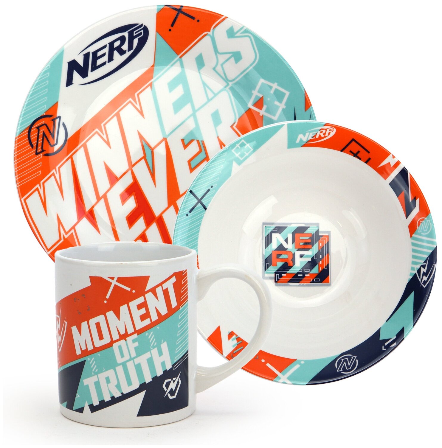 Набор посуды NERF Никогда не сдавайся, в подарочной упаковке, фарфор, 298619 - фото №1