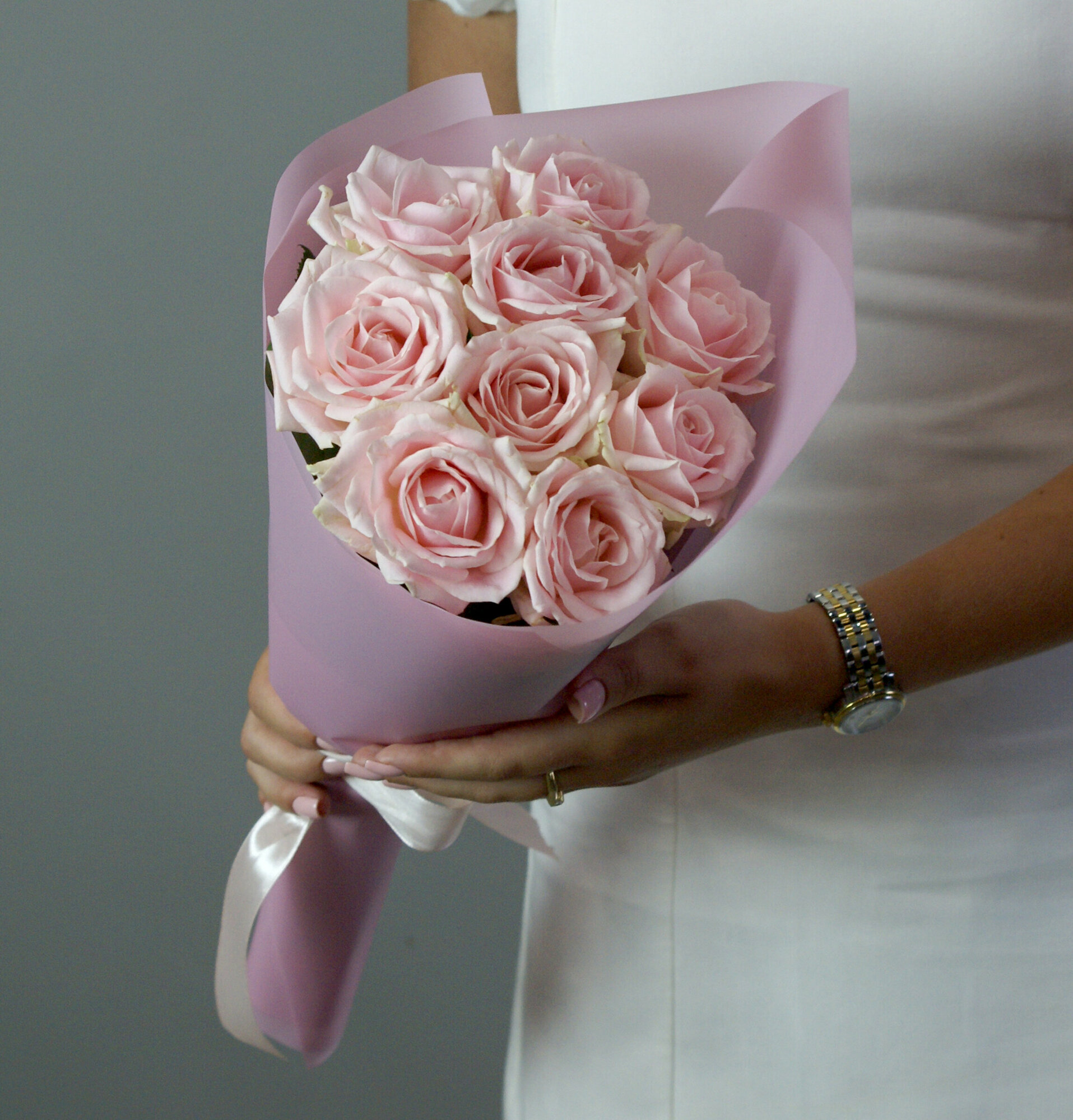 Розы розовые «Грейси» 40 см букет