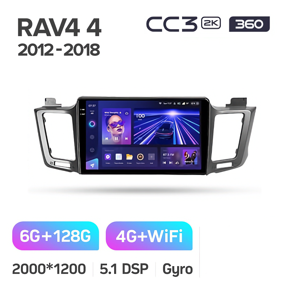 Магнитола Teyes 360° CC3 6/128 2k-display Toyota RAV4 4 XA40 5 XA50 2012 - 2018