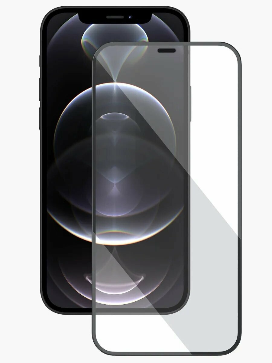 Защитное стекло для iPhone 12/12 Pro/ айфон 12/12 про Черное (Полное покрытие)