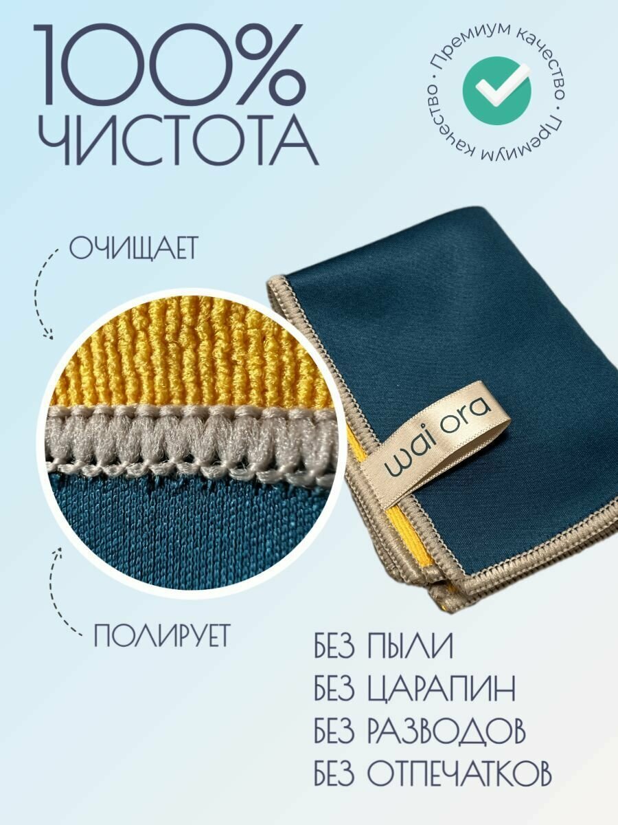Салфетка для гаджетов Wai Ora 2в1, (желтый и титановый) — фото 4