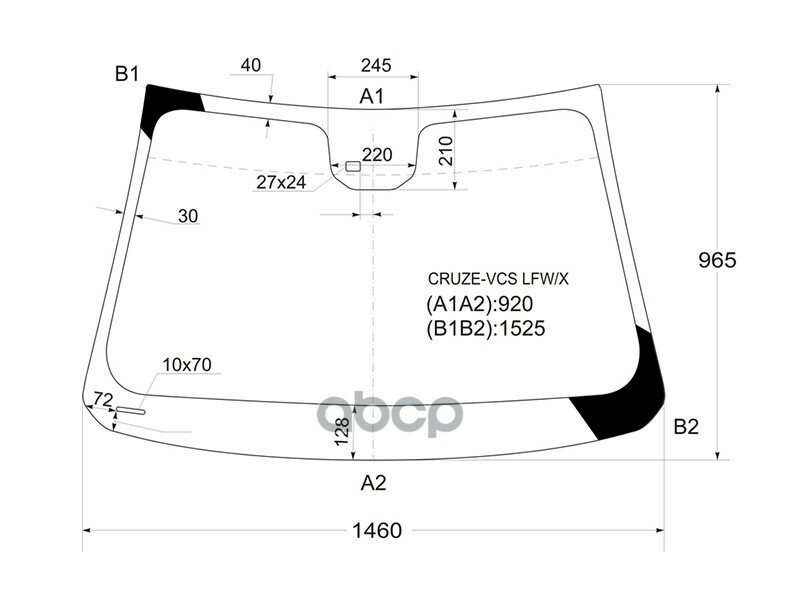 Стекло Лобовое (Датчик Дождя) Chevrolet Cruze 09-15 / Daewoo Lacetti 08-11 XYG арт. CRUZE-VCS LFW/X