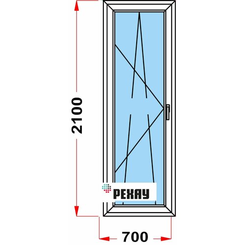 Балконная дверь из профиля РЕХАУ BLITZ (2100 x 700) 58, с поворотно-откидной створкой, 2 стекла, левое открывание балконная дверь из профиля рехау blitz 2100 x 650 57 с поворотно откидной створкой 2 стекла левое открывание