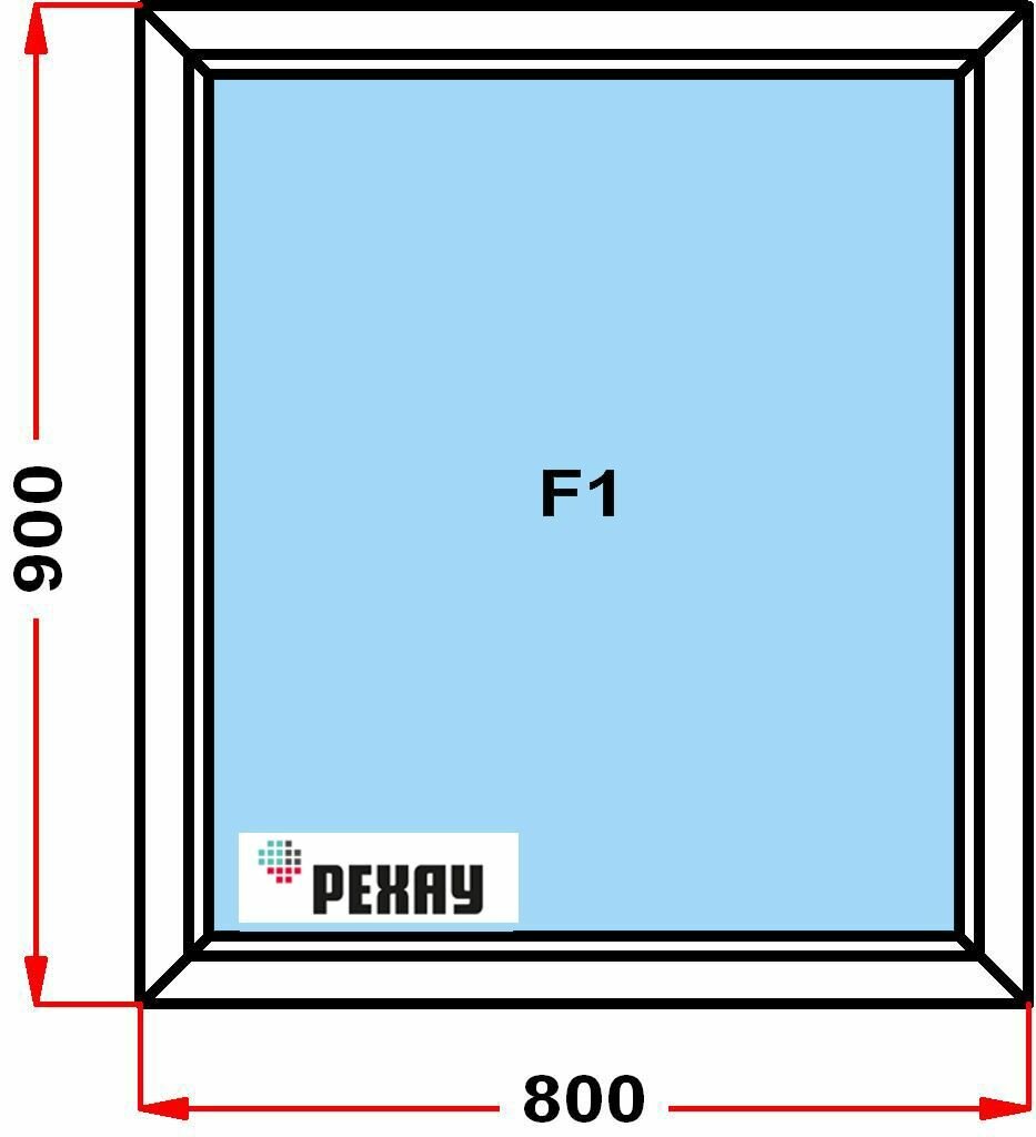 Окно из профиля РЕХАУ GRAZIO (900 x 800) , не открывающееся, 3 стекла