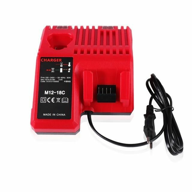 фото Зарядное устройство M12 M14 M18, совместимое с аккумуляторами Milwaukee, Россия/EU вилка