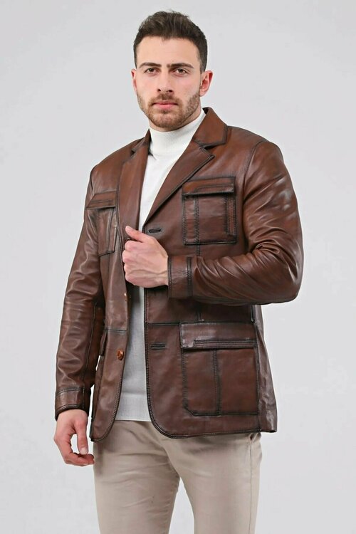 Пиджак , размер 2XL, коричневый