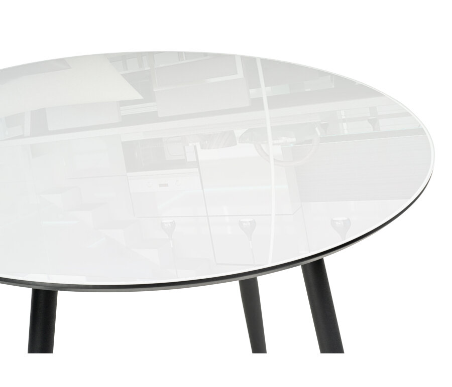 Стеклянный стол Woodville Абилин 100 ультра белый / черный / черный матовый - фотография № 3