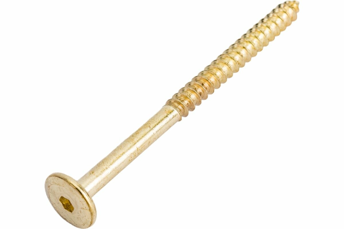 Шуруп мебельный латунированный 10 штук M6,3X90 мм Nobrand - фото №4
