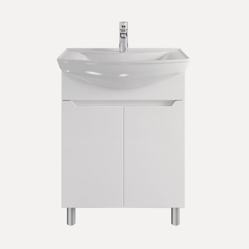 Изображение товара Тумба напольная SanStar Bianca 75 с раковиной Стиль 75 (комплект) для ванной комнаты, белая