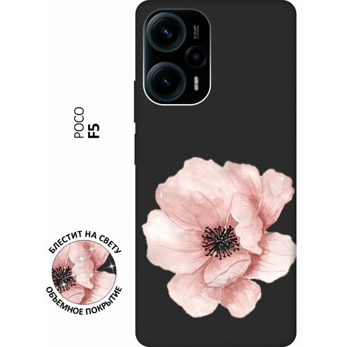 Матовый Soft Touch силиконовый чехол на Poco F5, Поко Ф5 с 3D принтом Pink Flower черный матовый soft touch силиконовый чехол на poco f5 поко ф5 с 3d принтом nirvana черный