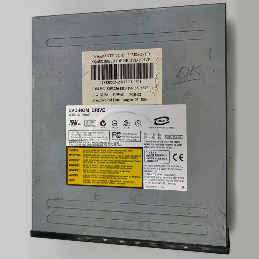 Привод DVD-RW XJ-HD166S, 33P3237, Lenovo, Lite-On, IDE