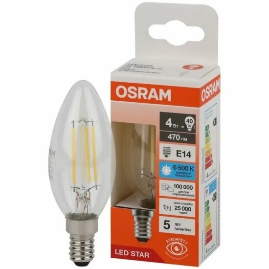 Светодиодная лампа Ledvance-osram Osram LED STAR CL B40 4W/865 220-240V FIL CL E14 470lm
