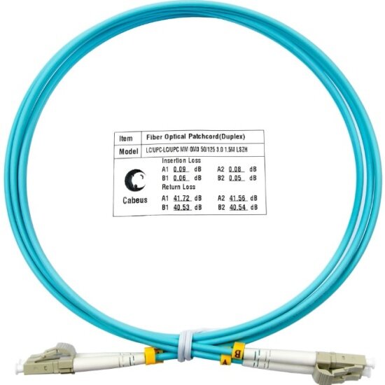 Патч-корд оптический CABEUS duplex LC-LC 50/125 mm OM3 15м LSZH