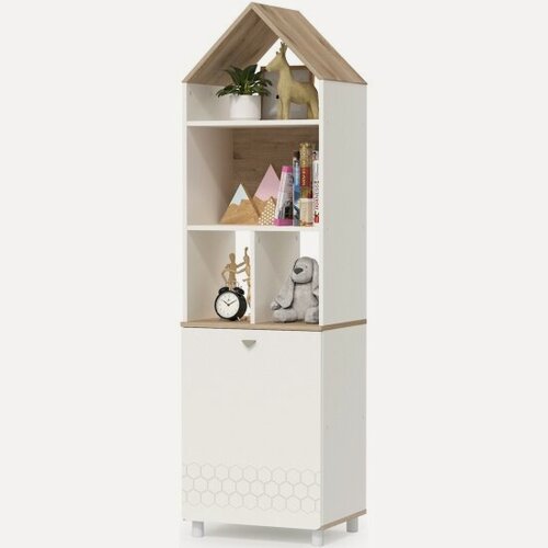 Изображение товара Шкаф комбинированный Mobi Эйп 13.14 цвет белый/дуб белый, ШхГхВ 53х41,5х183,8 см, универсальная сборка