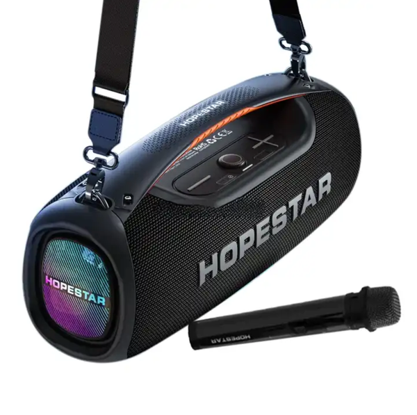 Беспроводная колонка Hopestar A60 100Вт с беспроводным микрофоном Мощность: 100W, черная — фото 1