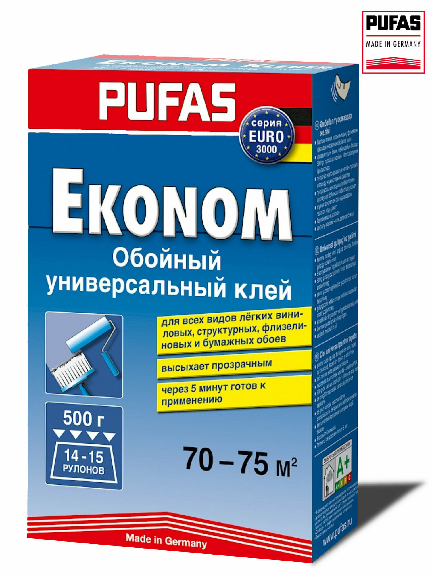 Клей для обоев универсальный, Pufas Эконом Euro 3000, 500 г.