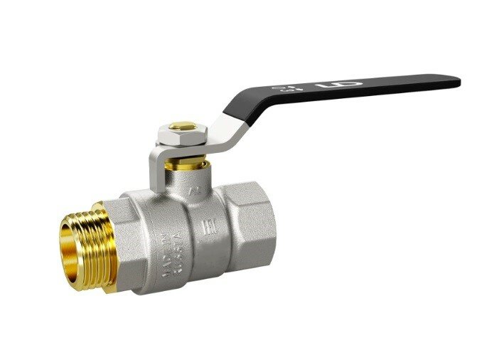 Кран шаровой латунный LD Pride 47.32. В-Н. Р Ду 32 Ру 25 рычаг стальной, арт. LD 47.303.32.0