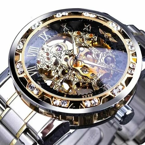 Наручные часы WINNER, золотой, черный роскошные мужские наручные механические водонепроницаемые часы скелетоны с автоподзаводом