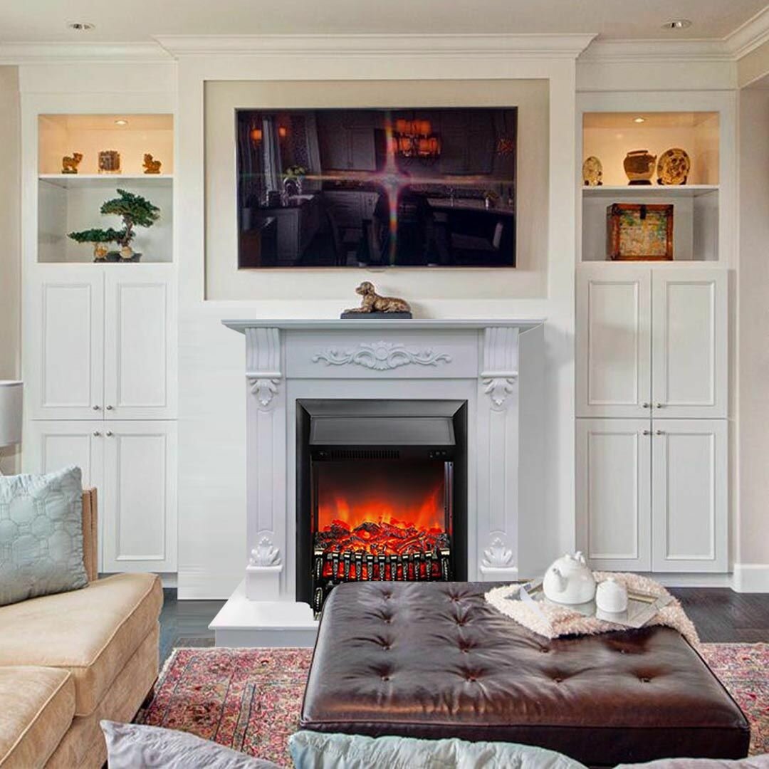 Современный электрический камин в интерьере гостиной