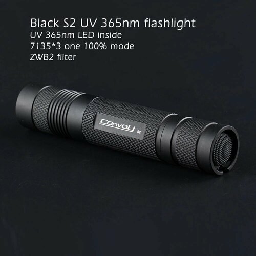 УФ-фонарик CONVOY S2 UV 365 нм, Black S2 UV Light, No battery, Черный