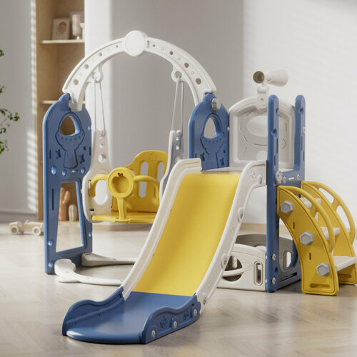 Горка с качелями детская для дома Космический стиль цвет синий 14933₽