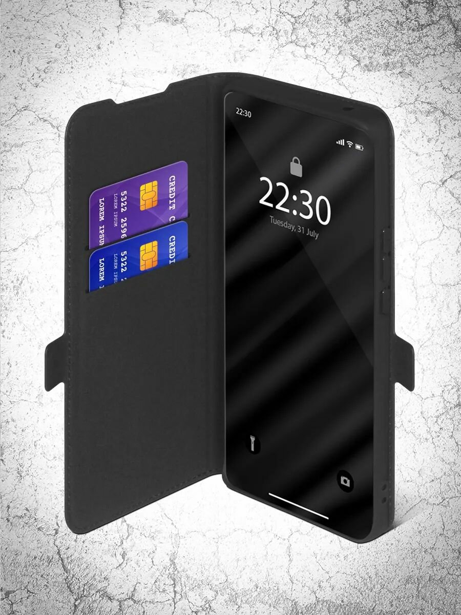 Чехол-книжка для Tecno Camon 30S (Техно Камон 30C) противоударный, с отделением под карты, крышка с магнитом из эко кожи с картинкой лиса природа — фото 1