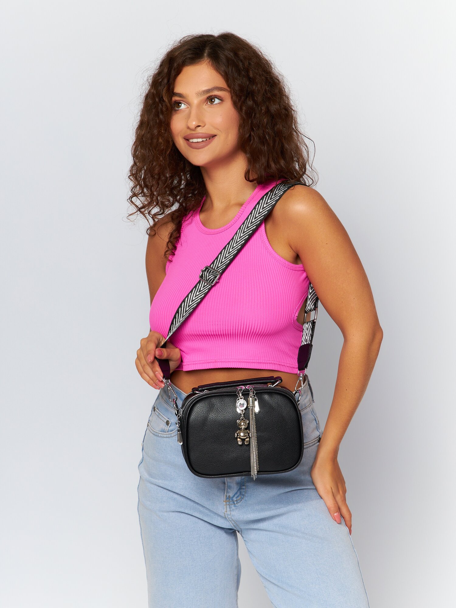 Сумка кросс-боди Lara, фактура гладкая, розовый — фото 1