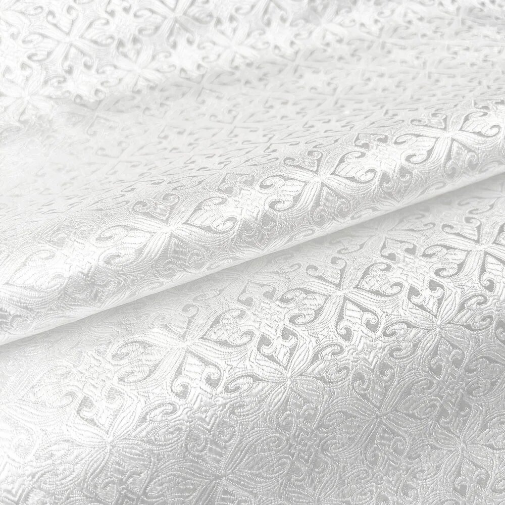 Парча жаккардовая ткань Findohope цветочная 50x75 см Белый белый