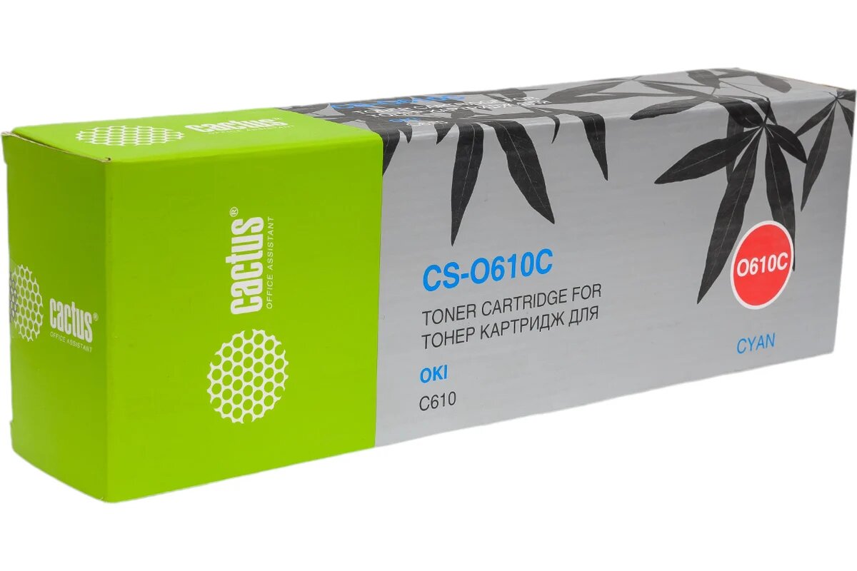 Лазерный картридж Cactus CS-O610C (44315307) голубой для принтеров Oki C610n, C610dn (6'000 стр.) - фото №1