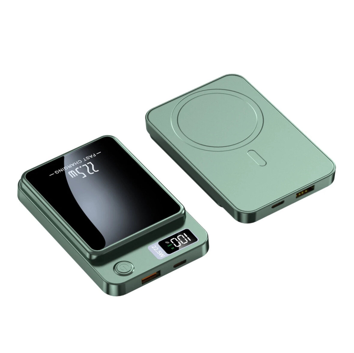Беспроводной Powerbank 10000mAh, MagSafe, зеленый, 20W, 10000mA, влагозащищенный