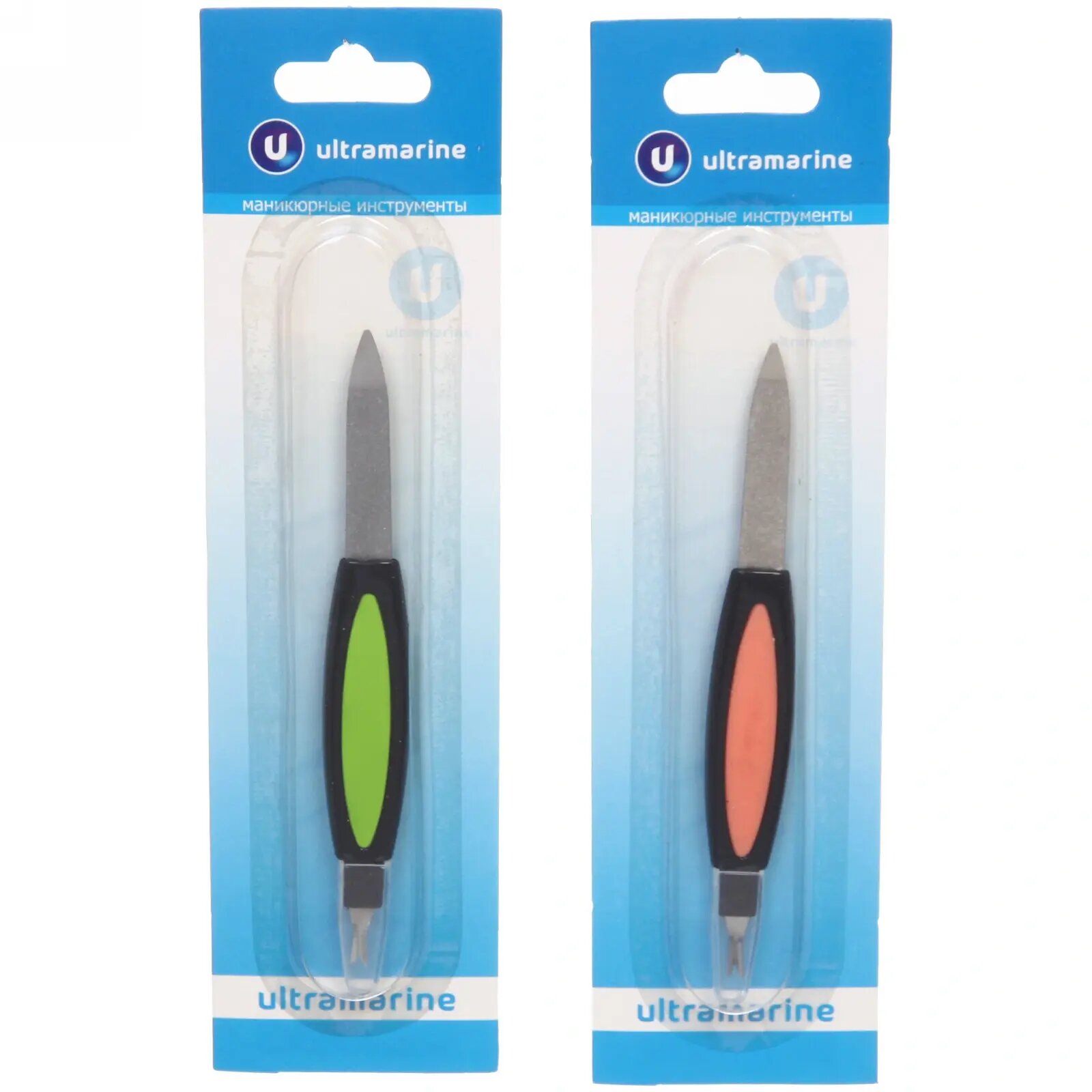 Пилка для ногтей металлическая с триммером 13 5см  цвет ручки микс