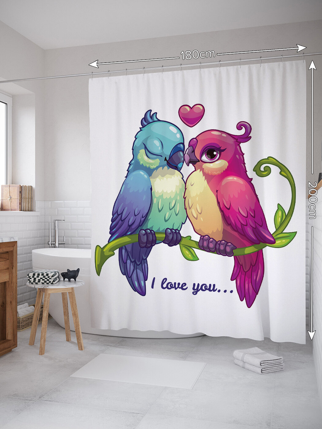 Штора водоотталкивающая для ванной занавеска в ванную комнату тканевая JoyArty 